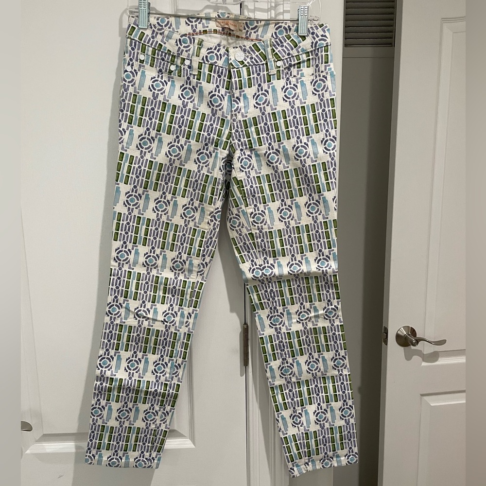Tory Burch Printed Cropped Jeans. Used in great condition